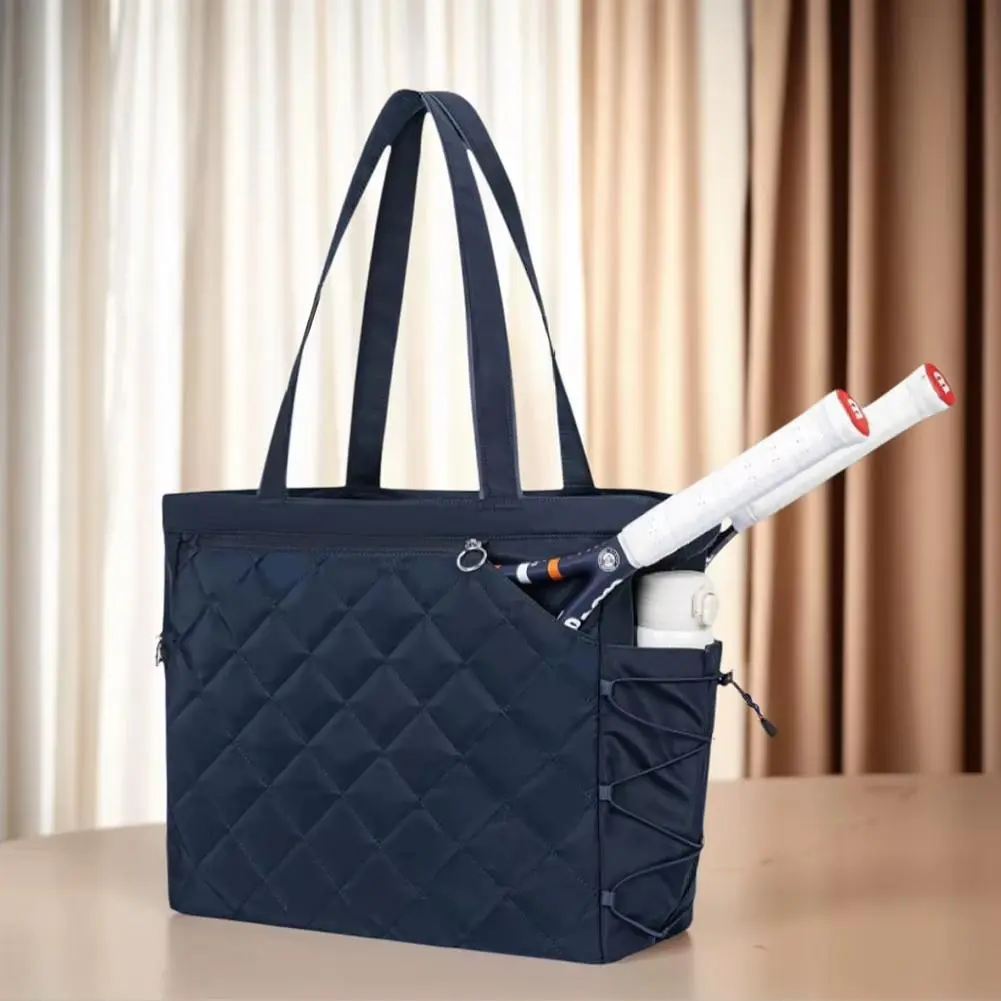 Women's Sporty Chic Tennis Tote Bag - Large Lightweight Waterproof Synthetic Carryall, 2-4 Racket Capacity, Separate Shoe Compartment, Double Handle for Tennis/Badminton Gear Transport (Sporty Women's Tote Bags)