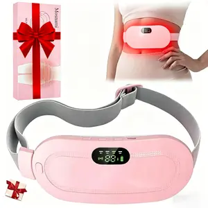 【Mosnami】Portable Heating Pad, Smart Uterine Warming Belt with Abdominal Vibration Massager, Cordless Menstrual Heating Pad with 3 Heating and 4 Massage Modes, Valentine's Day Gift for Women