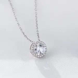 EAMTI Halo Cubic Zirconia Necklace for Women