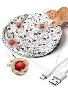 Indoor Cat Interactive Toy with Auto Motion Sensor｜Rechargeable Chasing Ball + Hide & Seek Hunting Mat｜Keeps Bored Cats Active with Smart Random Movement Modes