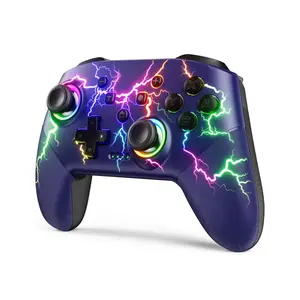 Switch Controllers Compatible with Switch/Lite/OLED/PC Windows, 1000mAh Programmable RGB Lightning LED, Wireless Pro Controller with One Key Pairing/Wake Up/Turbo/Vibration Blue