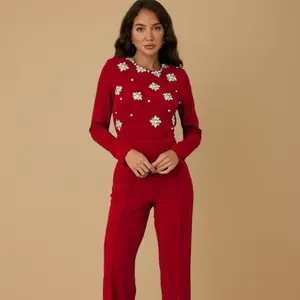 Multi Stone Long Sleeve Jumpsuit Womenswear Rompers Overalls