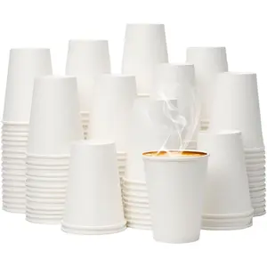 300 Pack Disposable Paper Coffee Cups, White Hot To-Go Cups for Hot Coffee, Hot Liquid, Chocolate, Juice, Hot Beverages. Ideal for Cafes, Bistros, Office and Family