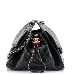 Pre-owned CHANEL Leather Shoulder Bags 25 Hobo Bag Quilted Shiny Crumpled Calfskin Mini by Rebag