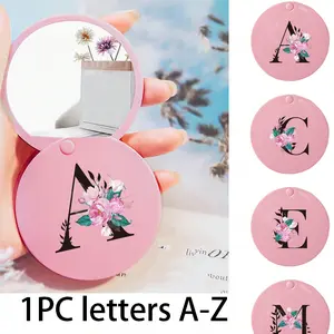 Portable Mini Makeup Mirror with Floral Letters A-Z, Cute Design, Ideal Gift for Women, Teachers, Friends, Travel, Commute, Valentine's Day