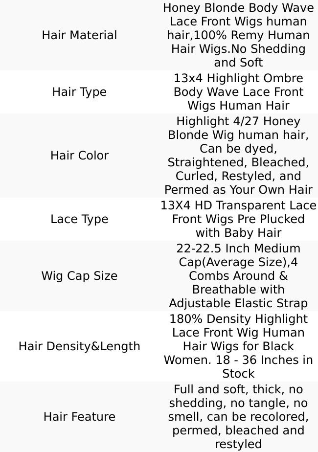 Ombre Lace Front Wig Human Hair 4/27 13X4 HD Body Wave Highlight Lace Front Wig Human Hair Pre Plucked with Baby Hair 24Inch Glueless Lace Front Wigs 180% Density WRLYYEO