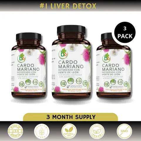 VIRAL Cardo Mariano 3 Pack - 90 Vegetable Capsules, 1500mg per Serving, 3 Month Supply, Root Liver Health Support, 100% Natural, Vegan, Made in USA Vegetarian Supplement Healthcare