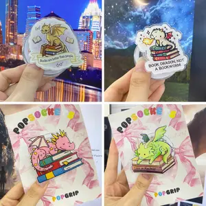 Cute Book Dragon MagSafe Phone Grip - Magnetic Pop Socket & Kickstand - Book Lover Gift