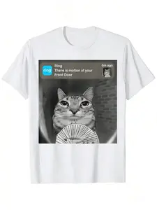 Funny Front Door T-Shirt, Casual Festive Tee for St. Patrick's Day & Easter Gift, Short Sleeve Loose-Fitting Animal Print