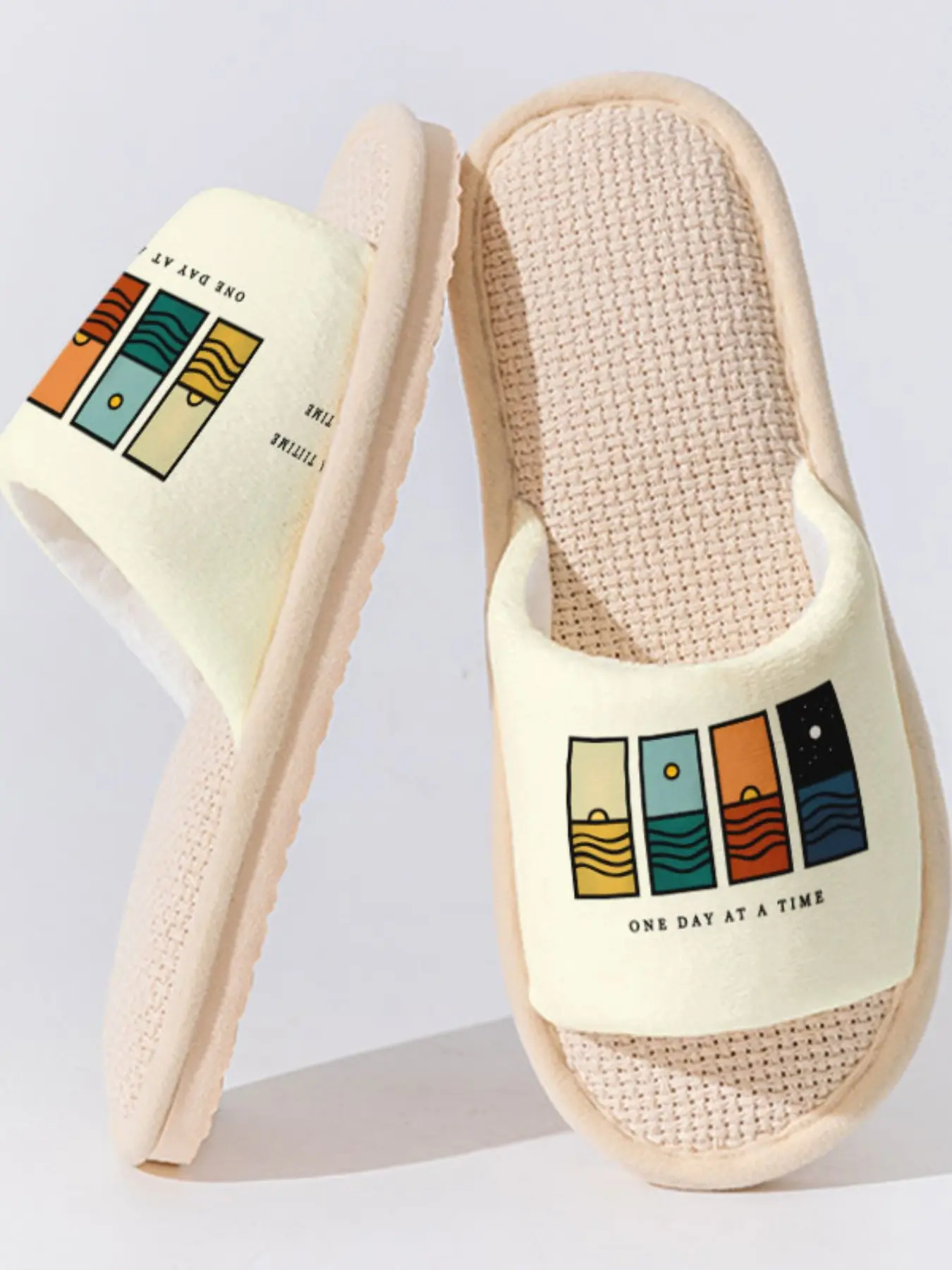 Breathable Linen Slippers Set, Anti-Slip Sole, Casual Home Footwear, All-Season Comfort Shoes for Bedroom & Living Room