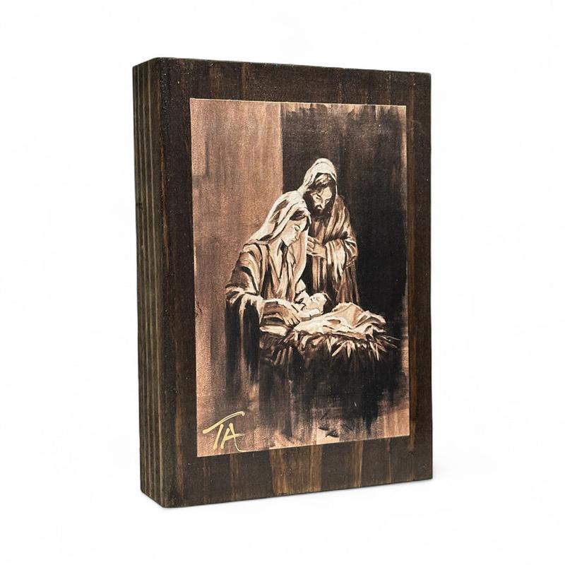 The Nativity on 5.5 x 8 Rustic Wood / FREE SHIPPING