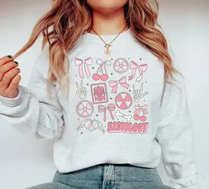 RAD Tech Coquette Bow Sweater - Cotton Crewneck Unisex Gift for Radiologists and Xray Tech Professionals