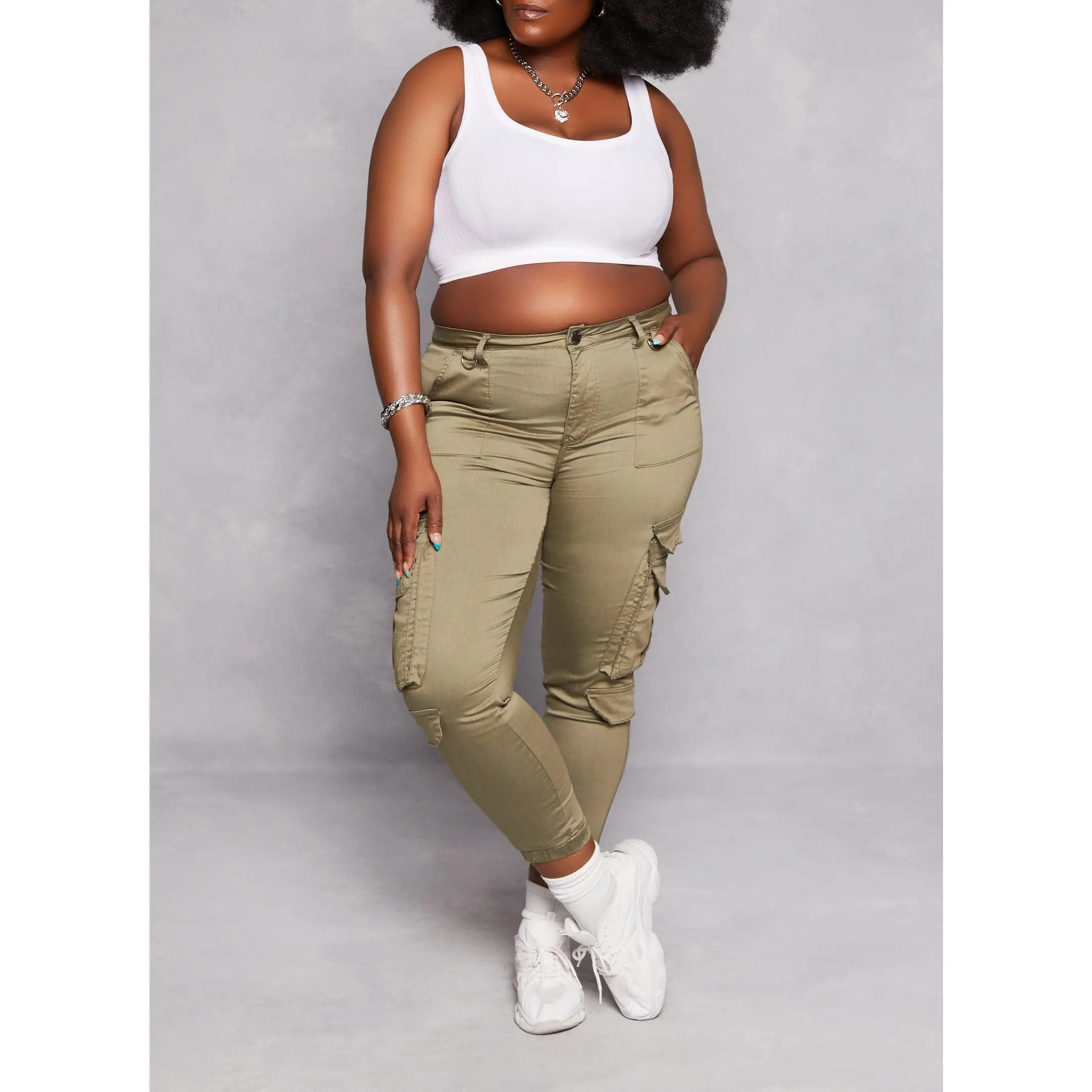 Plus Size Double Cargo Pocket Joggers