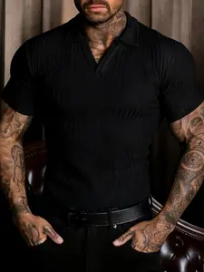 Men's Summer Casual Outdoor Fashion V-Neck Short Sleeve T-Shirt, Stylish Loose-Fitting Top for Daily Wear & Travel