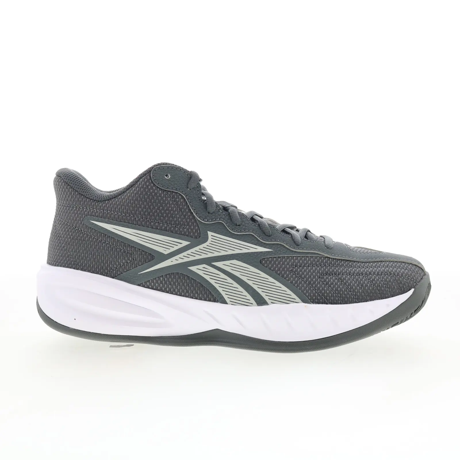 Reebok Press Mens Gray Mesh Lace Up Athletic Basketball Shoes