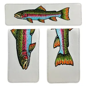 Rainbow Trout Hand Embroidered Genuine Leather Scorecard + Yardage Book Holder