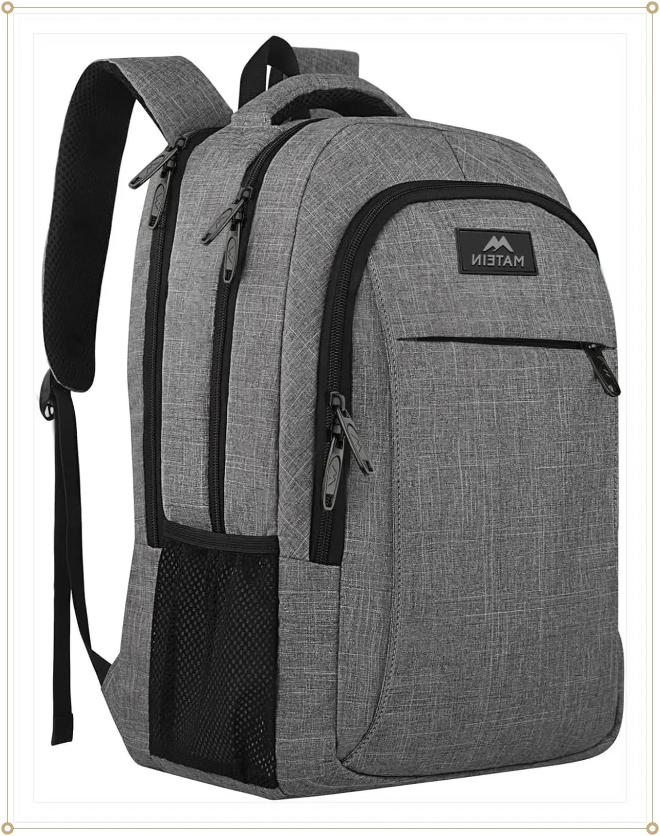 MATEIN Travel Laptop Backpack, Business Anti Theft Slim Sturdy Laptops Backpack Personal Item Bag, Water Resistant College School Computer Bag Gift for Men & Women Fits 15.6 Inch Notebook, Grey | Slim Sturdy Business Daypack, Anti Theft Bookbag,Gift