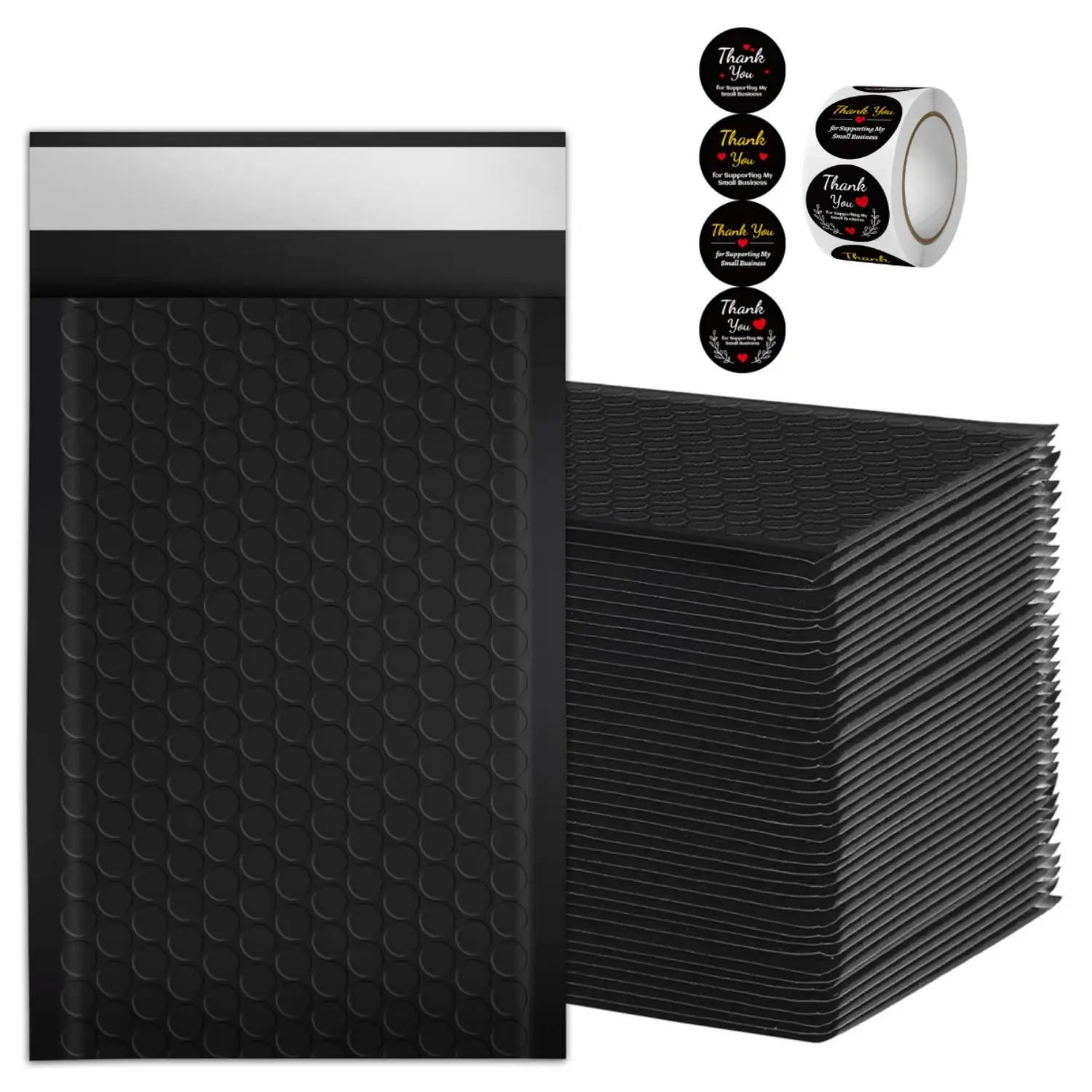 50Pcs Black Bubble Mailers 4x8" – Waterproof Self-Seal Padded Envelopes, Usable Size 4x7" – Padded Mailers for Small Business Shipping, Jewelry & Cosmetics Packaging