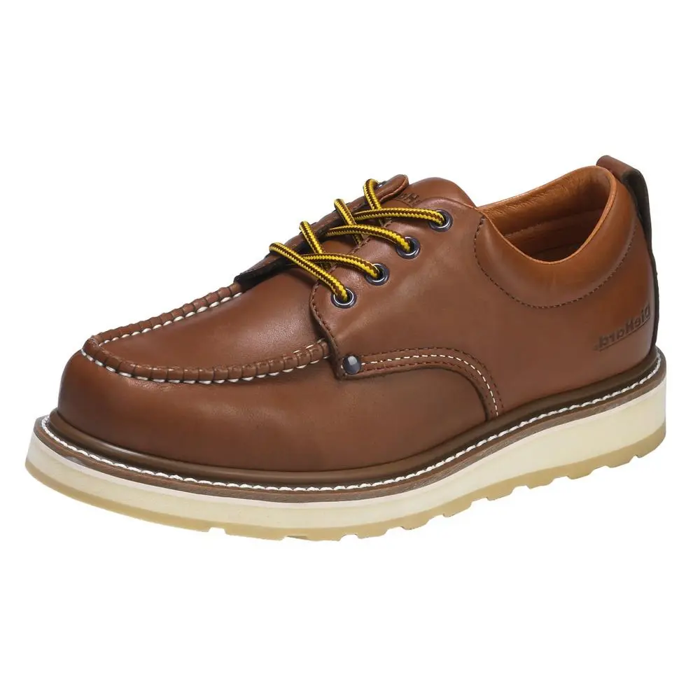 DieHard 82994 Men's Soft Toe Leather Oxford Work Shoes, Full Grain Leather, Lightweight, Breathable Pigskin Lining, Slip Resistant Dual Density PU Outsole, Oil & Water Resistant, Brown