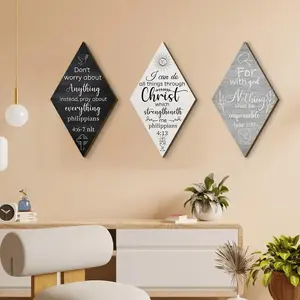 Christian Wooden Wall Art Set (thickness 0.3cm), Inspirational Bible Verses, Double-Sided Adhesive Decor, Home Bathroom Bedroom Living Room, Home Decor Products