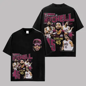Donovan Mitchell Vintage Style Graphic Tee Premium Cotton Basketball Shirt, #45 Elite Scorer Player T-Shirt, Cleveland Hoops Fanclub Streetwear Unisex Tee, Retro All-Star Aesthetic Tee, Gift For Basketball Fans