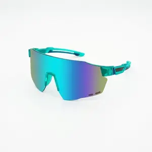 Wraparound Shield Sport Sunglasses Lens UV400 Lightweight Outdoor Eyewear -Green Frame/Gradient Lens