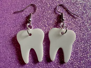 Tooth Earrings: Laser Cut Acrylic Teeth, Dentist, Dental Health, Teeth, Molar, Anatomy, Halloween, Gag Gift, Best Gifts for Her/Him/Them