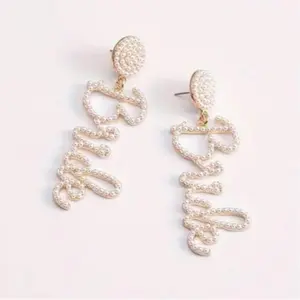 Boho-Chic BRIDE Beaded Dangle Earrings – Vibrant, Trendy Alloy Jewelry for Bridal Wear and Wedding Celebrations