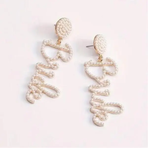 Boho-Chic BRIDE Beaded Dangle Earrings – Vibrant, Trendy Alloy Jewelry for Bridal Wear and Wedding Celebrations