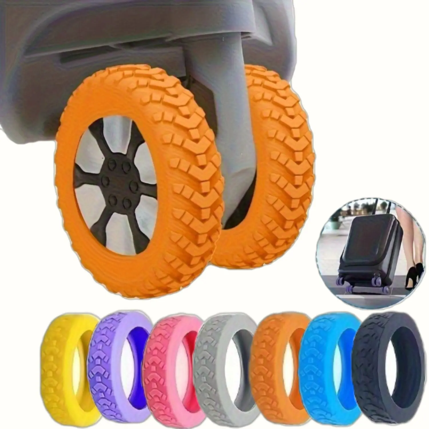 HomeDailyEss 8 pieces of luggage tire protectors - Quiet, shock-absorbing, and colorful durable roller shoe covers, Durable travel accessory, bringing convenience to your travels. Suitable as gifts for Christmas, birthday parties