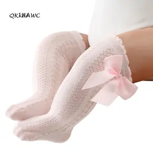 Infant Girls Socks, Cute Bowknot Decoration Knee-Length Knitted Lolita Socks for 0-2 Years Old
