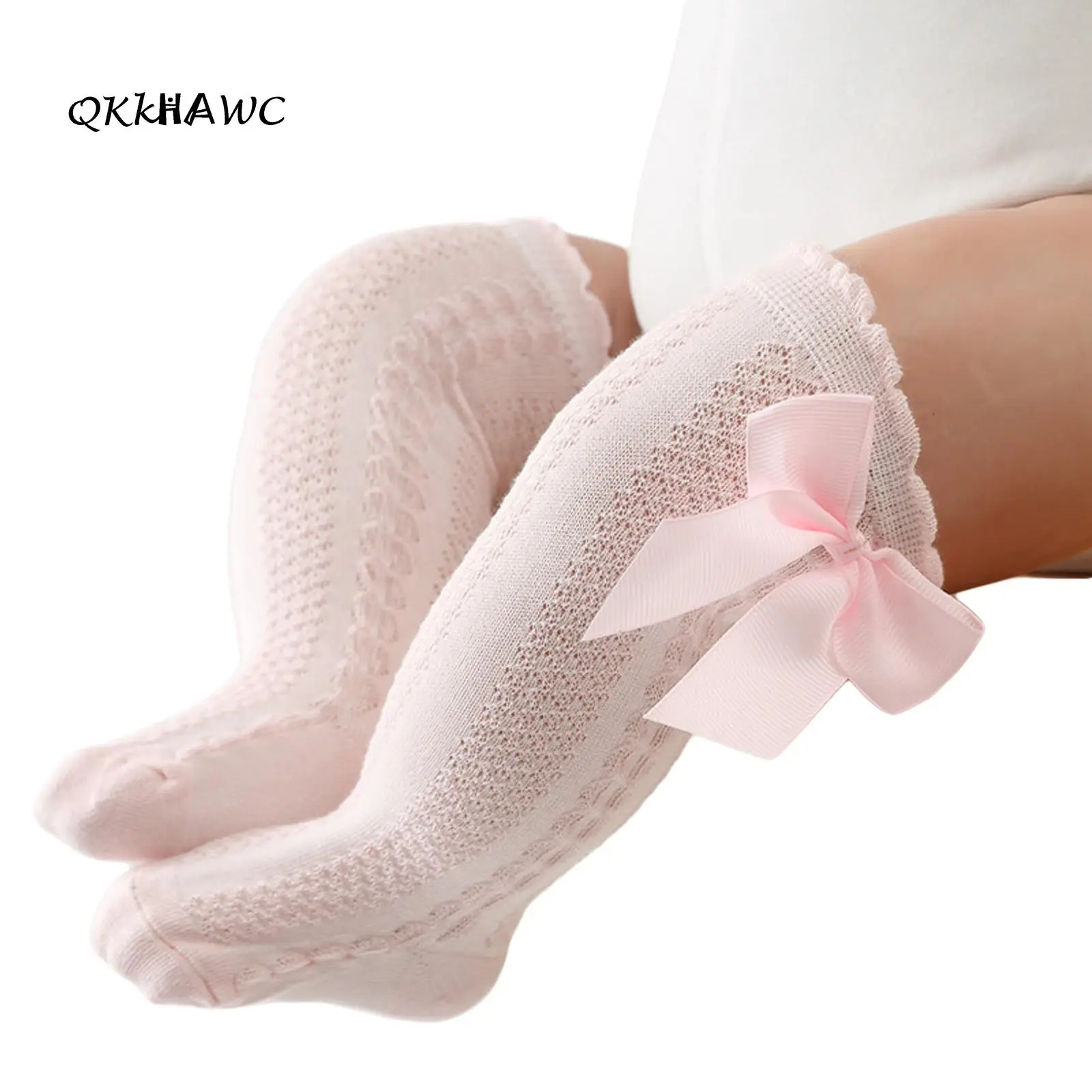 Infant Girls Socks, Cute Bowknot Decoration Knee-Length Knitted Lolita Socks for 0-2 Years Old