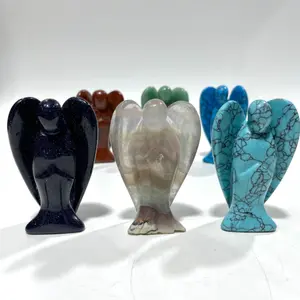 2 Counts Different Materials Angel Crystal 3 Inches Blue Aventurine Natural Gemstone Precious Healing Crystals Enhance Positive Energy Home Decoration