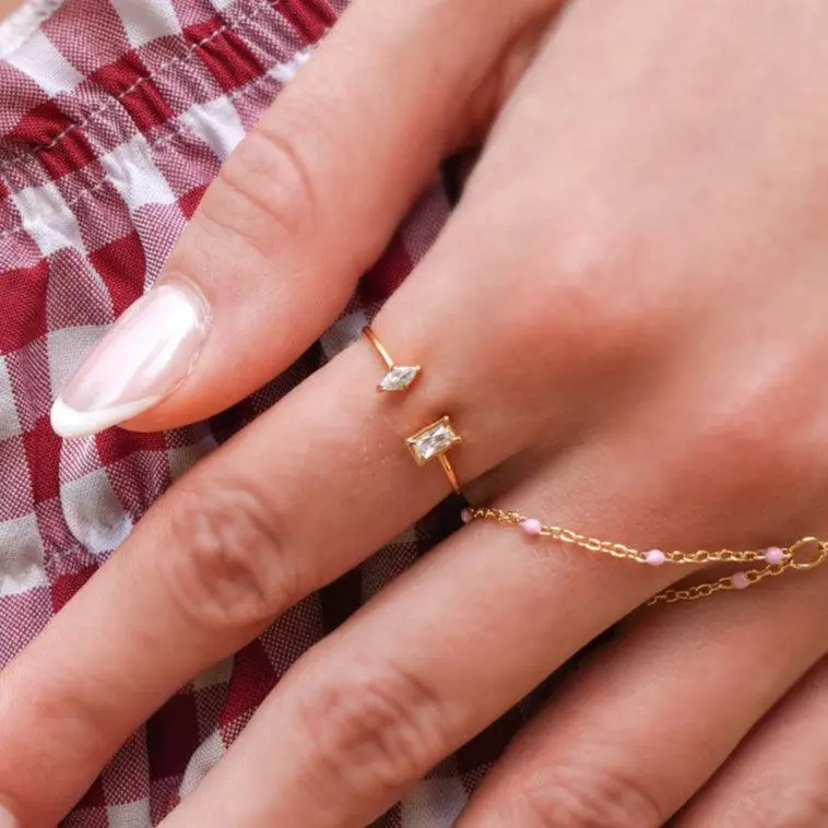 EVRY JEWELS Gold or Silver Plated Stainless Steel Women's Hypoallergenic Frosted Duet Ring