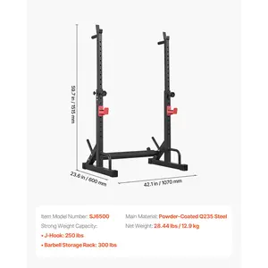 VEVOR Power Cage Squat Rack, Home Gym Power Rack with Adjustable Height Width, 550LBS Strength Training Workout Equipment with Barbell Storage Racks J-Hooks for Bench Press, Squat, Weight Lifting