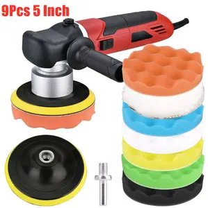 9pcs 5 Inch Car Buffing Pads Polishing Kit for Drill - Waxing Foam Polisher