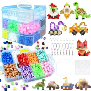 Fuse Beads Kit for Kids-12 Colors 10mm Bead Craft Set with Storage Box, Pegboard, Ironing Paper and Accessories, DIY Craft Kits, Arts and Crafts Set Toys Gifts for Girls & Boys Birthday Christmas