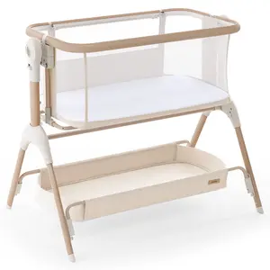 HARPPA Cuddly Signature 3-in-1 Rocking Baby Bassinet, Bedside Sleeper with Mattress & Cover (No Sheet), Rocking Cradle, Breathable Mesh, 5 Height Adjustable, Large Stroage, #SummerVibes