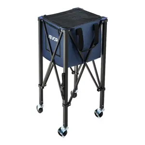 VEVOR 2-in-1 Tennis Pickleball Hopper, with Pickup Tube, Foldable Pickleball Basket Cart with with Wheels, Holds 150 Tennis Balls or 260 Pickleballs, Portable Pickleball Caddy Holder, for Training