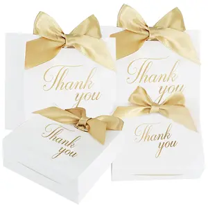 Gift Bags Medium Size, 5Pack White Gold Wrap Paper Gift Bags with Handles for Shopping Parties Wedding Baby Shower Holiday Presents 4 Designs
