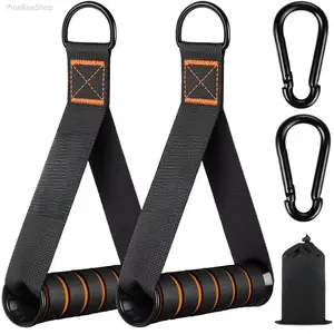 Dual-Color Handle Grips, Resistance Band & Pull Rope Attachments for Back Training, Fitness Equipment Accessories, Outdoor Sports Supplies
