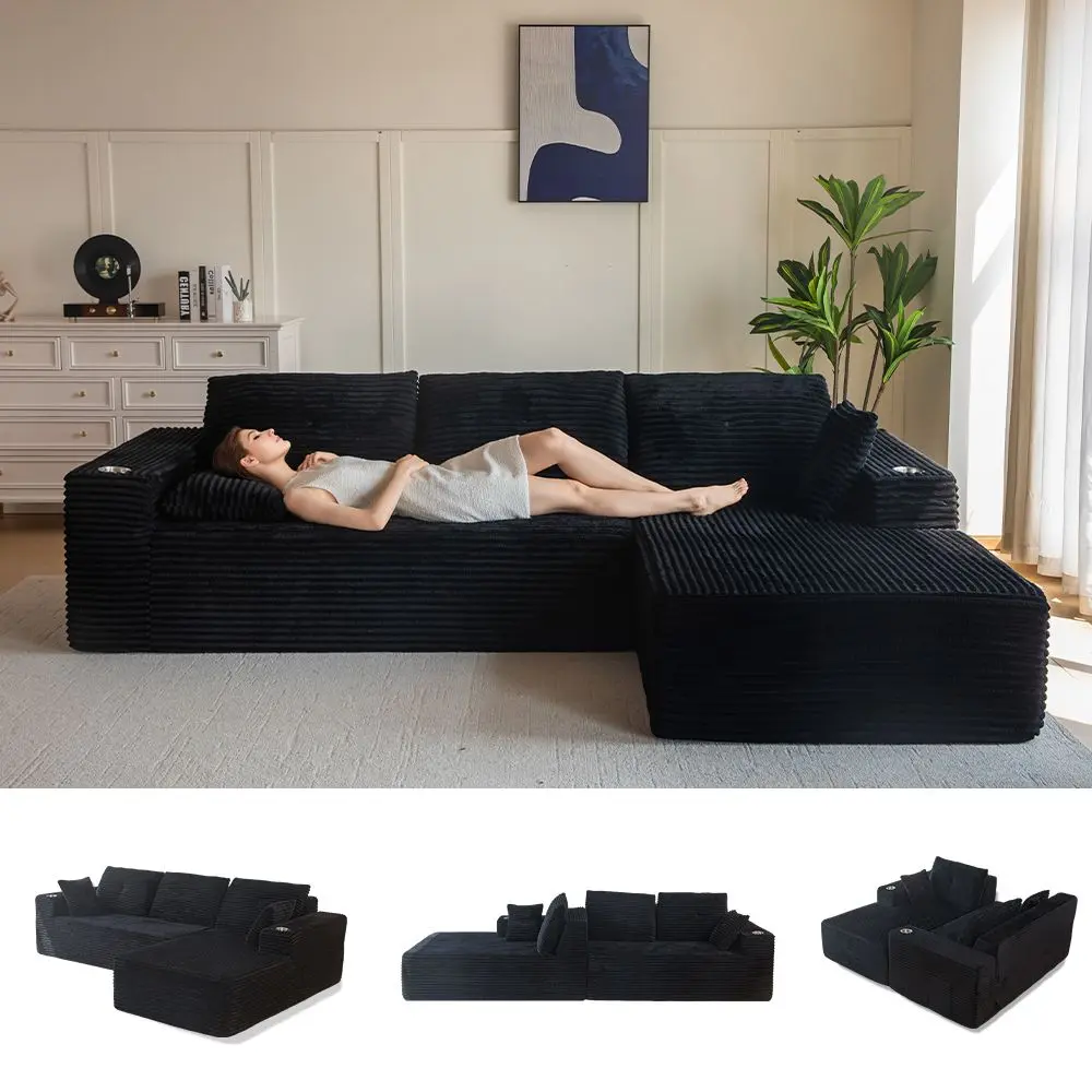 Black-Right Facing Chaise