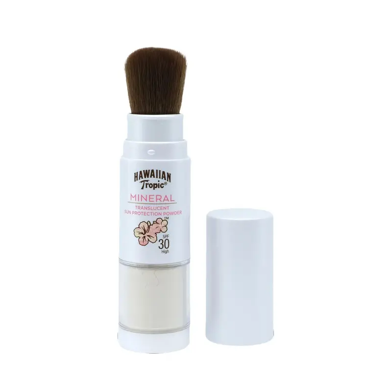 Hawaiian Tropic Tropical Mineral Brush Powder Facial Sunscreen SPF 30 - Titanium-Infused, Translucent, Lightweight, Fragranced Makeup Base, Sensitive Skin-Safe, UV Protection, Nourishing, Vegan, Cruelty-Free, Silica, Ceramides, 2-Pack