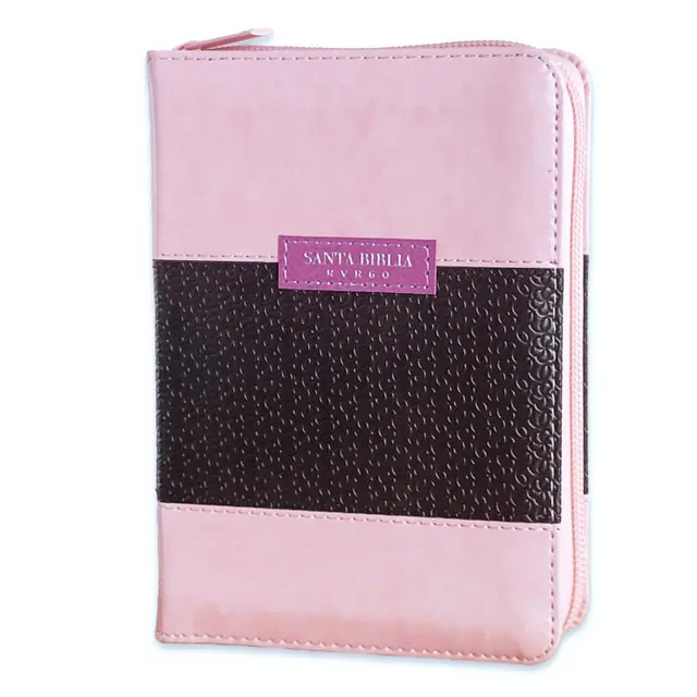 Women's Compact Bible, RV1960 Pocket-Sized Bible with Closure, 2-Tone Pink and Brown Faux Leather Cover, Index Included, Devotional