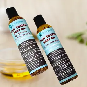 Silk Touch Body Oil - Hydrating & Nourishing Blend with Fractionated Coconut, Rice Bran, Rosehip Oil, Vitamin E, Two variables scent: Sandalwood Vanilla/Lavender Scent & Lychee Pineapple Scent - Natural Skincare
