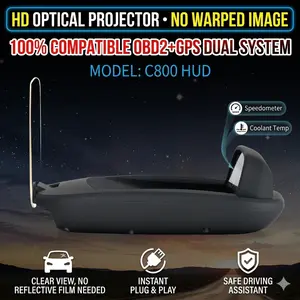 2026 Smart C800 HUD Head-Up Display, Universal OBD2 + GPS Dual System, Real-time Speed & Coolant Temp, Plug & Play Digital Speedometer for All Cars & Trucks