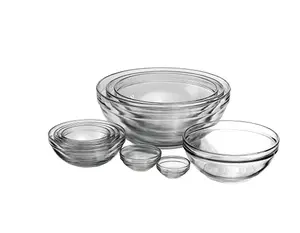 10-Piece Glass Mixing Bowl Set - Transparent Serving Tableware with Nesting Design for Easy Storage & Durable Glass Construction