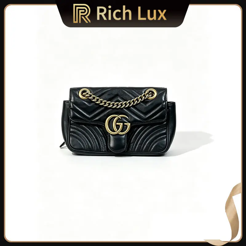 Pre-owned GUCCI GG Marmont 22 Matelassé Leather Shoulder Crossbody Bag