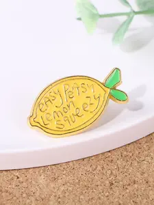 1 fashionable and exquisite zinc alloy letter lemon brooch, elegant women's shopping daily wear style chest accessory
