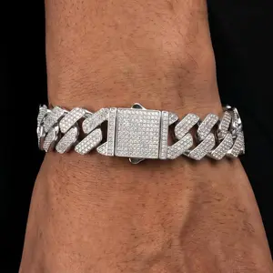 HELLOICE 20mm Iced Out Miami Cuban Bracelet 18K Gold Plated Cuban Bracelet